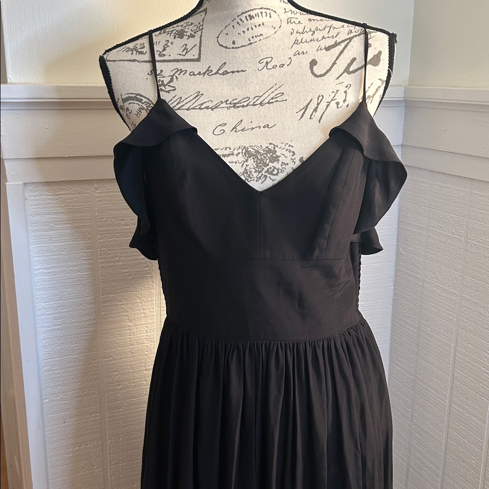 Amanda Uprichard Black Silk Ruffle Maxi Wedding Guest Dress size medium - Picture 9 of 9